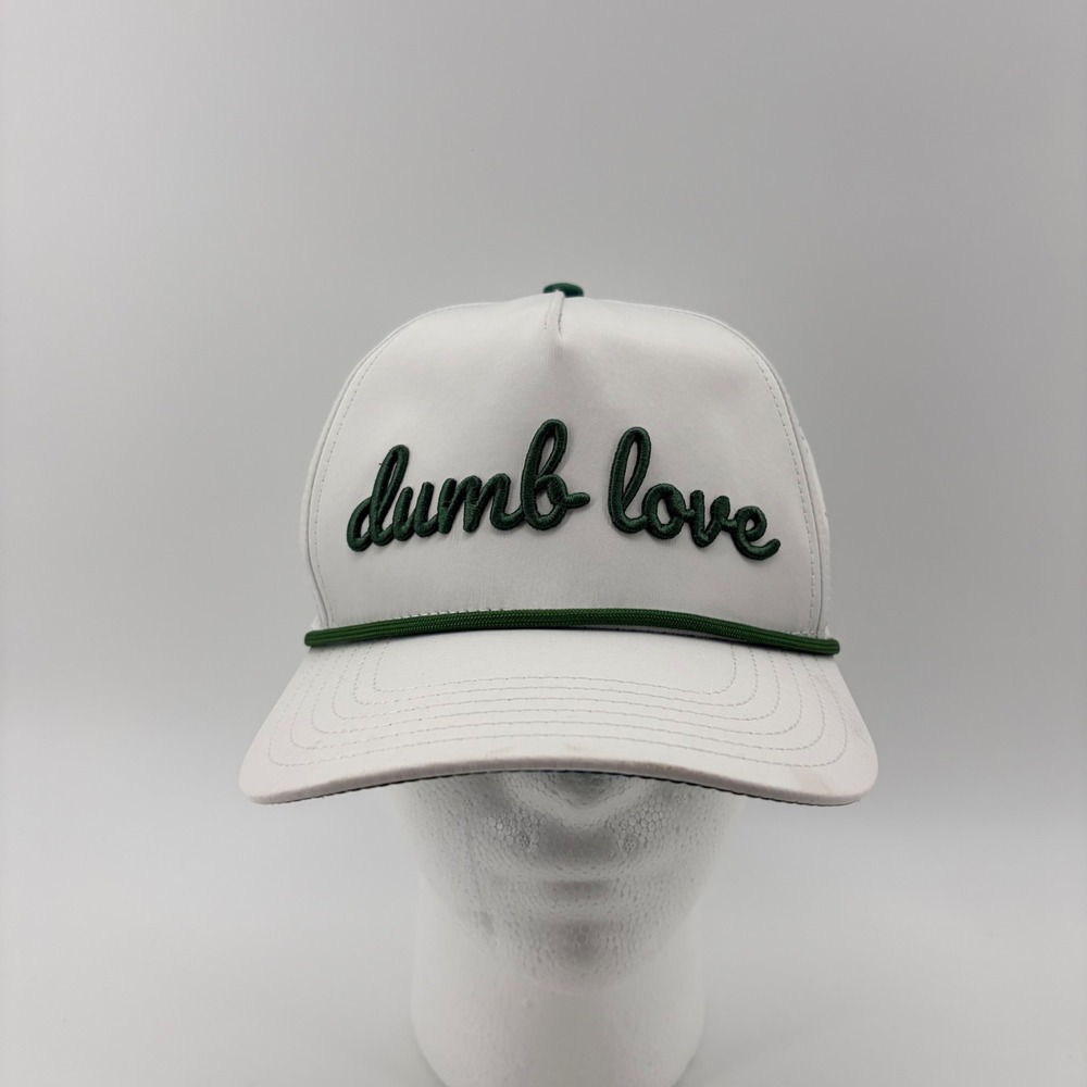 Dumb Love Socially Competitive Perforated Rope Hat OSFM White Green Snapback Cap